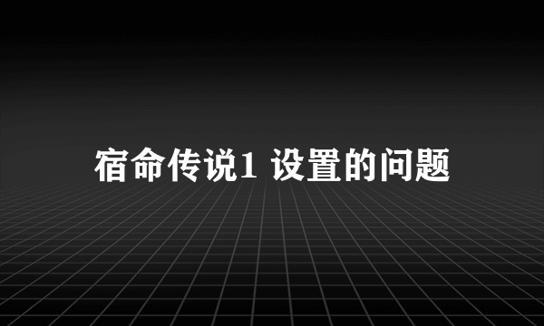 宿命传说1 设置的问题