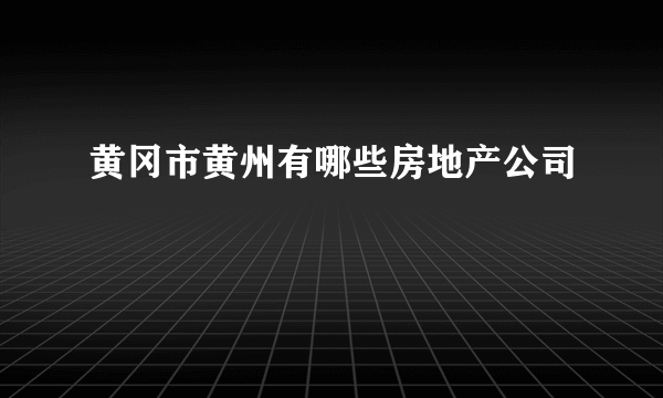 黄冈市黄州有哪些房地产公司