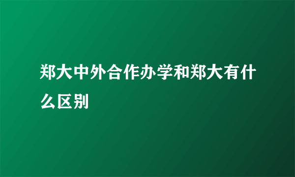 郑大中外合作办学和郑大有什么区别