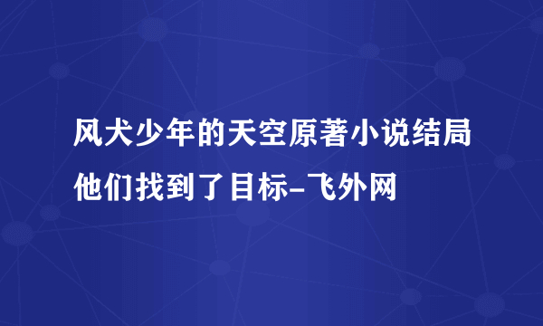 风犬少年的天空原著小说结局他们找到了目标-飞外网