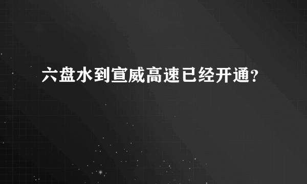 六盘水到宣威高速已经开通？