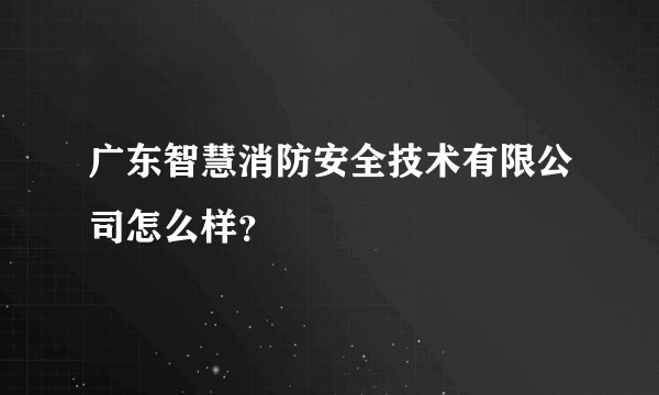 广东智慧消防安全技术有限公司怎么样？