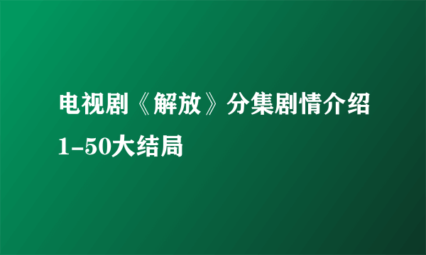 电视剧《解放》分集剧情介绍1-50大结局