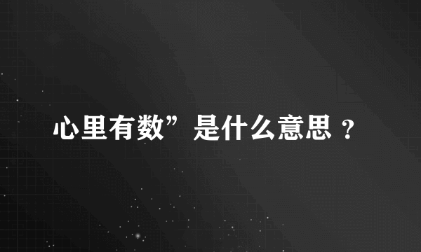 心里有数”是什么意思 ？