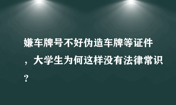 嫌车牌号不好伪造车牌等证件，大学生为何这样没有法律常识？