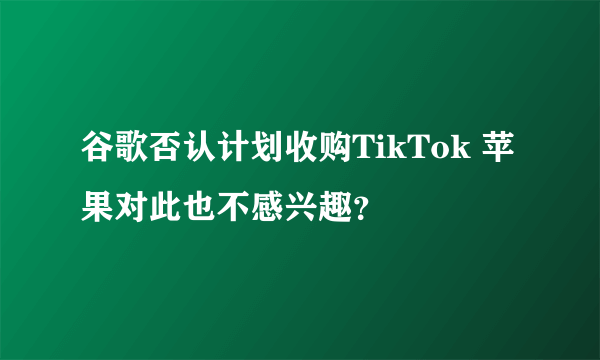 谷歌否认计划收购TikTok 苹果对此也不感兴趣？