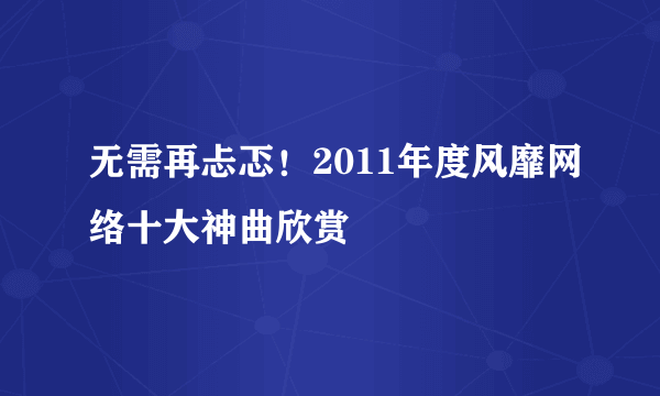 无需再忐忑！2011年度风靡网络十大神曲欣赏