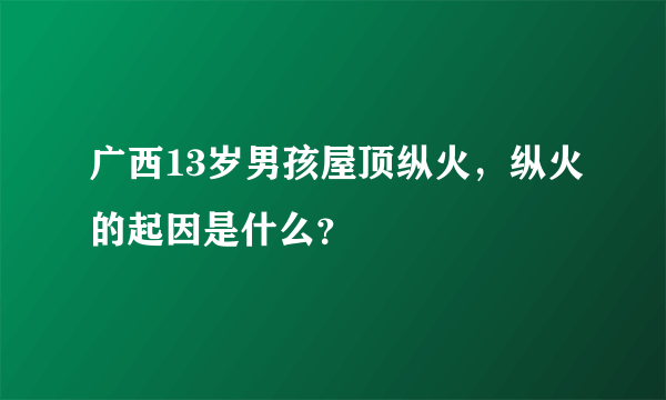 广西13岁男孩屋顶纵火，纵火的起因是什么？