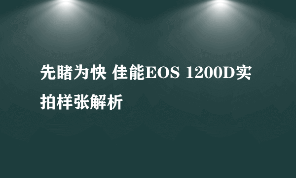 先睹为快 佳能EOS 1200D实拍样张解析