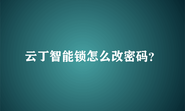 云丁智能锁怎么改密码？