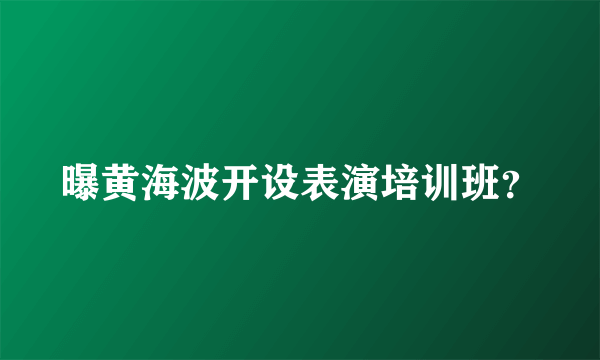 曝黄海波开设表演培训班？