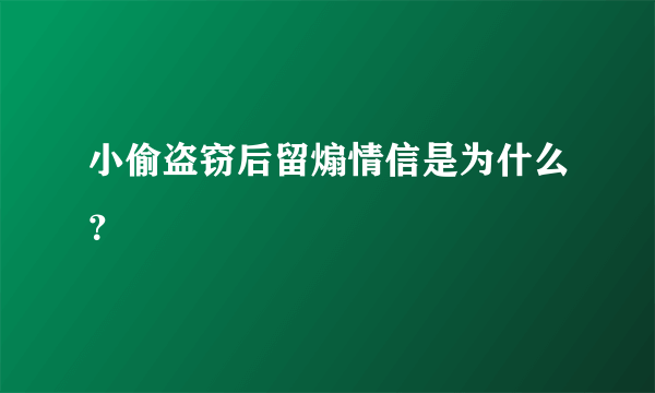 小偷盗窃后留煽情信是为什么？