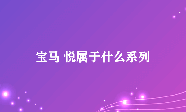 宝马 悦属于什么系列