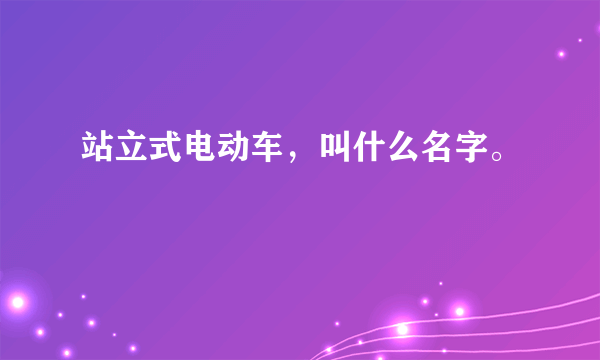 站立式电动车，叫什么名字。