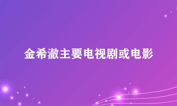 金希澈主要电视剧或电影