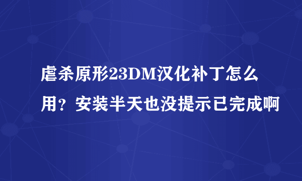 虐杀原形23DM汉化补丁怎么用？安装半天也没提示已完成啊