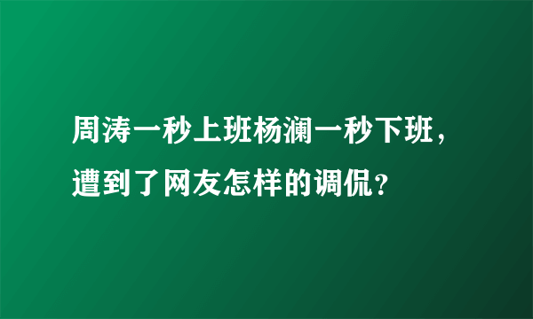 周涛一秒上班杨澜一秒下班，遭到了网友怎样的调侃？