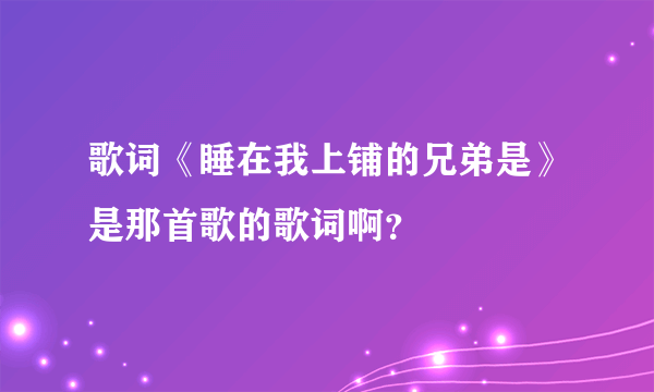 歌词《睡在我上铺的兄弟是》是那首歌的歌词啊？