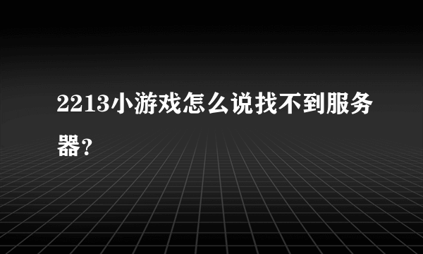 2213小游戏怎么说找不到服务器？