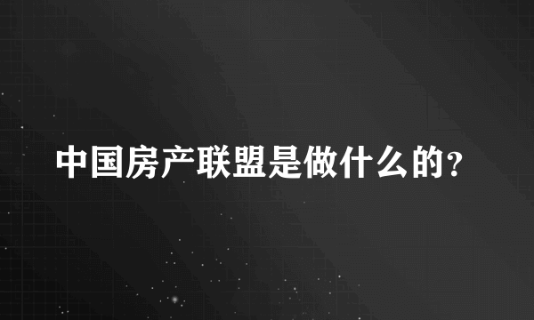 中国房产联盟是做什么的？