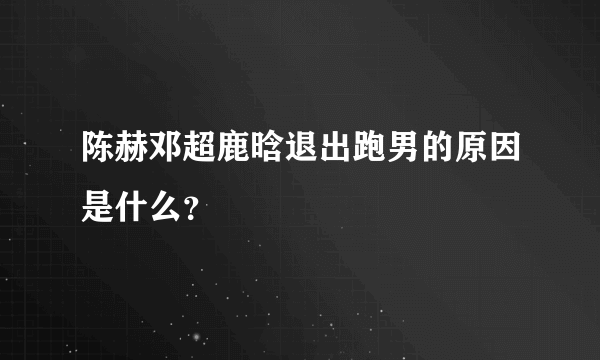 陈赫邓超鹿晗退出跑男的原因是什么？