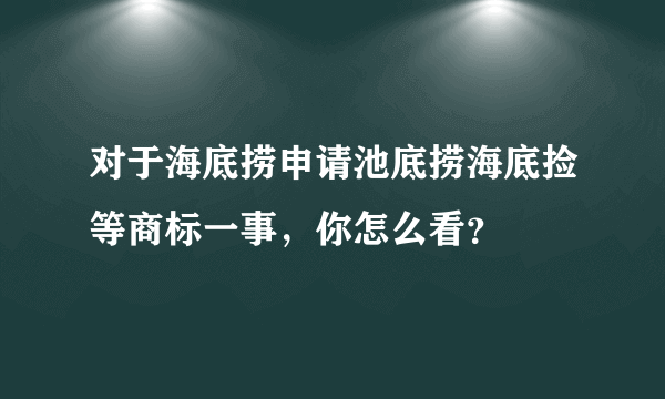 对于海底捞申请池底捞海底捡等商标一事，你怎么看？