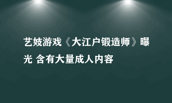 艺妓游戏《大江户锻造师》曝光 含有大量成人内容