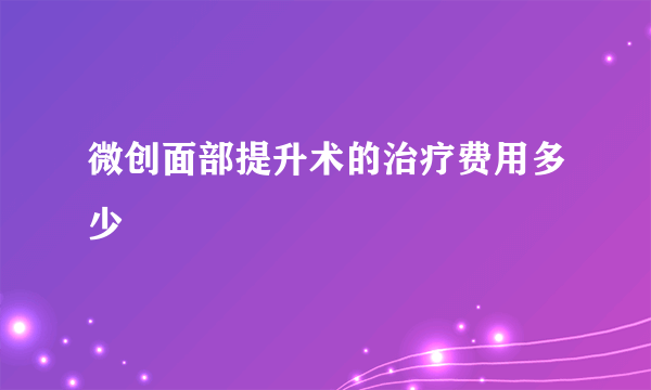 微创面部提升术的治疗费用多少