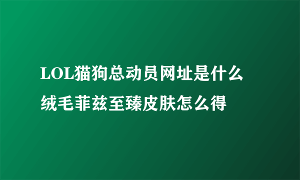 LOL猫狗总动员网址是什么 绒毛菲兹至臻皮肤怎么得