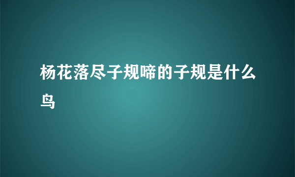 杨花落尽子规啼的子规是什么鸟