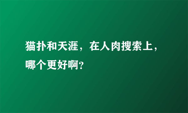 猫扑和天涯，在人肉搜索上，哪个更好啊？