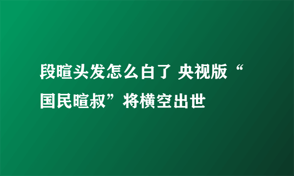 段暄头发怎么白了 央视版“国民暄叔”将横空出世