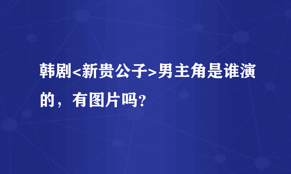 韩剧<新贵公子>男主角是谁演的，有图片吗？