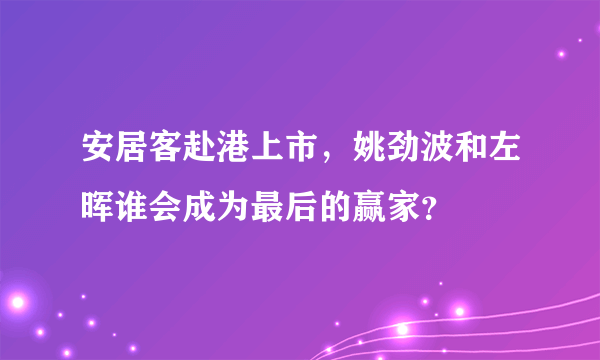 安居客赴港上市，姚劲波和左晖谁会成为最后的赢家？