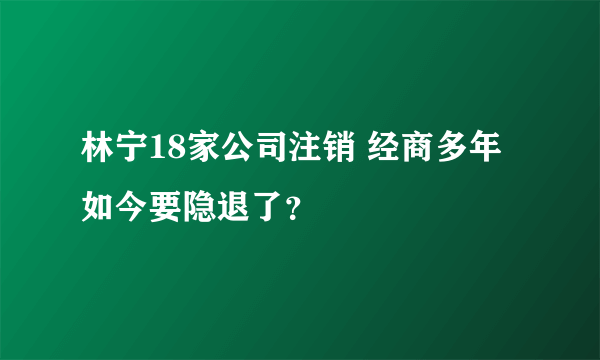 林宁18家公司注销 经商多年如今要隐退了？