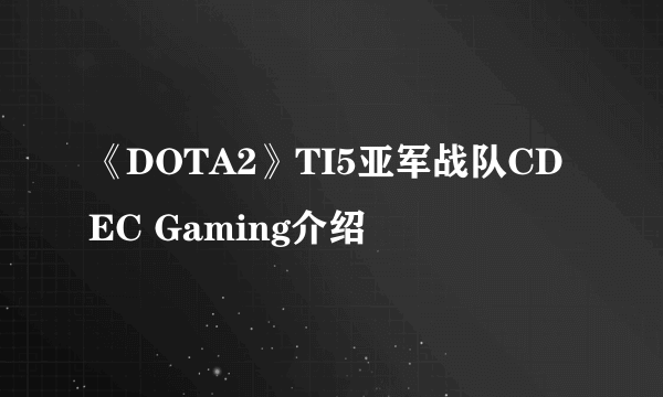 《DOTA2》TI5亚军战队CDEC Gaming介绍