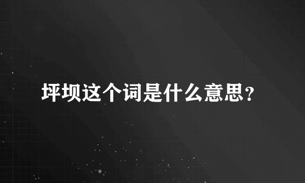 坪坝这个词是什么意思？