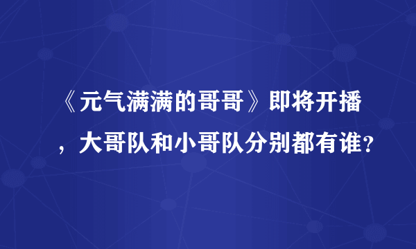 《元气满满的哥哥》即将开播，大哥队和小哥队分别都有谁？