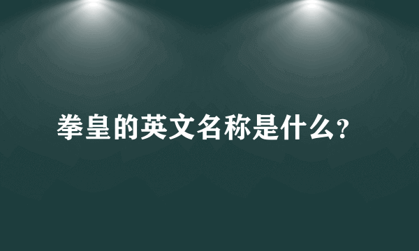 拳皇的英文名称是什么？