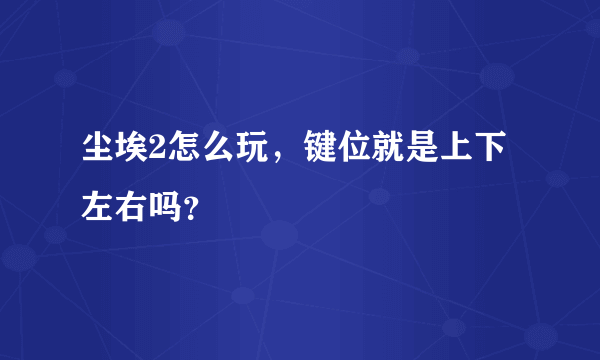 尘埃2怎么玩，键位就是上下左右吗？