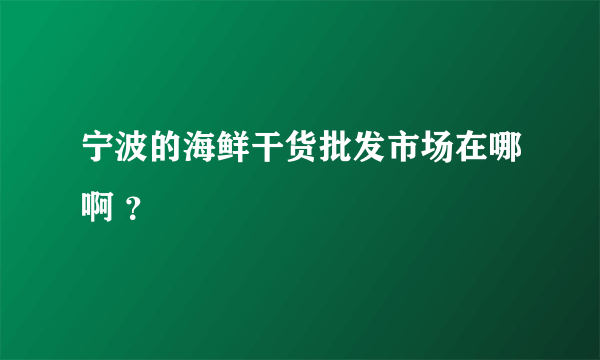 宁波的海鲜干货批发市场在哪啊 ？