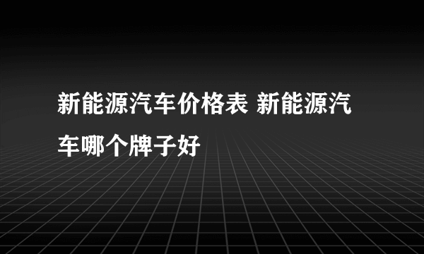 新能源汽车价格表 新能源汽车哪个牌子好