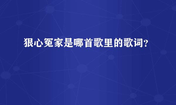 狠心冤家是哪首歌里的歌词？