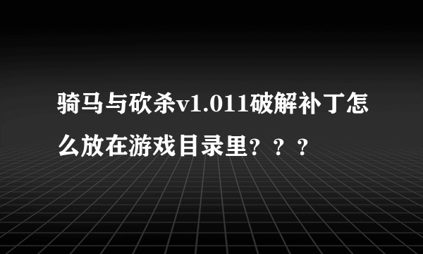 骑马与砍杀v1.011破解补丁怎么放在游戏目录里？？？