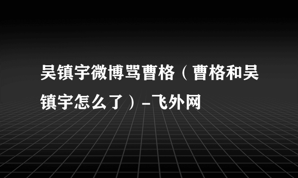 吴镇宇微博骂曹格（曹格和吴镇宇怎么了）-飞外网