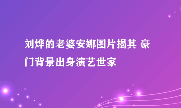 刘烨的老婆安娜图片揭其 豪门背景出身演艺世家