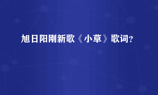 旭日阳刚新歌《小草》歌词？