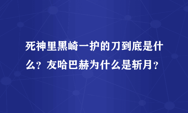 死神里黑崎一护的刀到底是什么？友哈巴赫为什么是斩月？