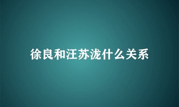 徐良和汪苏泷什么关系