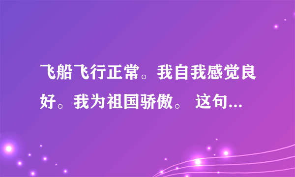 飞船飞行正常。我自我感觉良好。我为祖国骄傲。 这句话体现了中国航天人的怎样的科学精神？